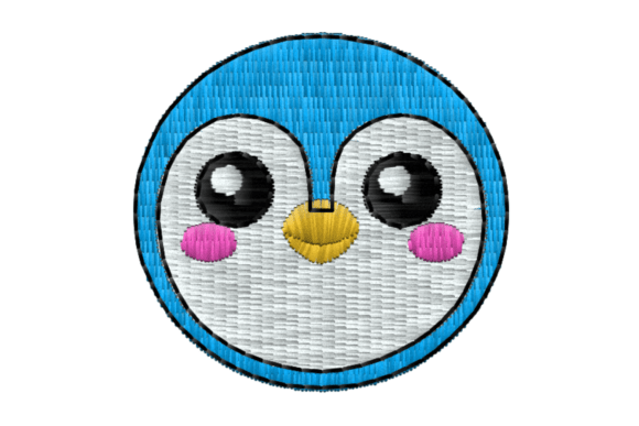 Cute Penguin Face Embroidery Design