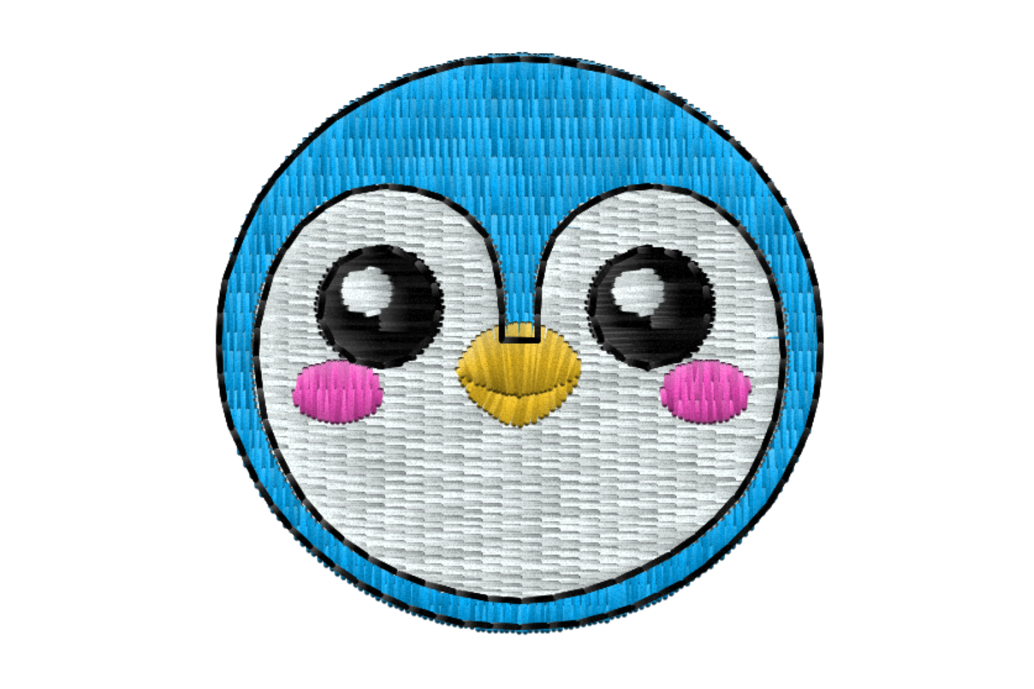 Cute Penguin Face Embroidery Design