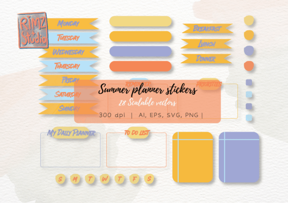 Daily Weekly Planner Sticker Set SVG