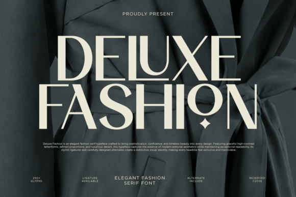 Preview specimen of Deluxe Fashion sans serif font