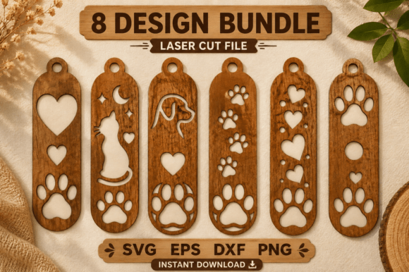 Dog Paw Laser Cut Bookmark SVG Bundle