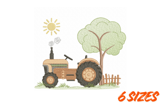 Farm Tractor Embroidery Design Kids Fun
