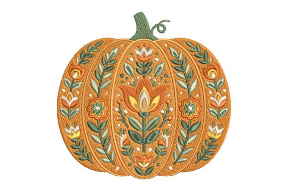 Floral Pumpkin Embroidery Design