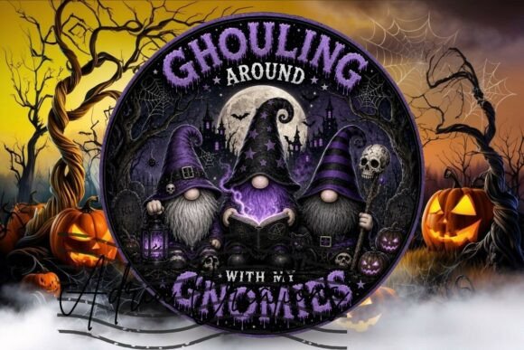 Halloween Gnome Round Sign, Wind Spinner