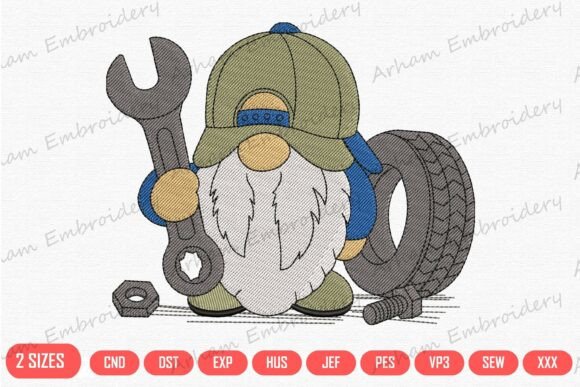 Mechanic Gnome with Tire