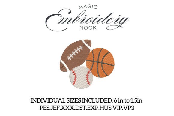 Multi Sports Ball Embroidery Design