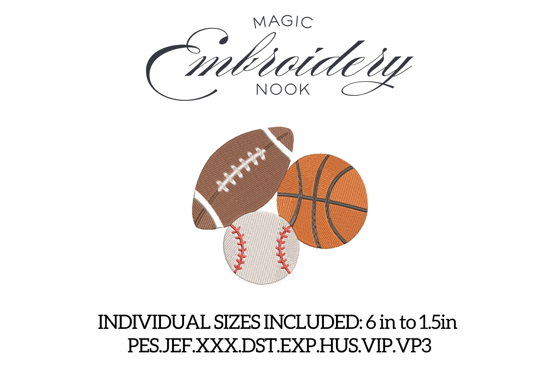 Multi Sports Ball Embroidery Design