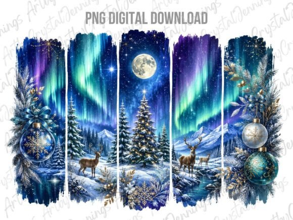 Northern Lights Christmas Clipart PNG