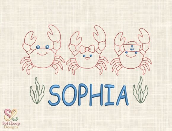 Personalizedd Cute Crab Embroidery File
