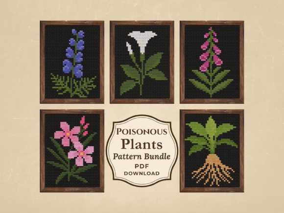 Poisonous Plant Cross Stitch Pattern Set