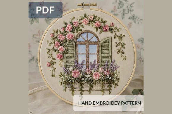Romantic Cottage Window Hand Embroidery