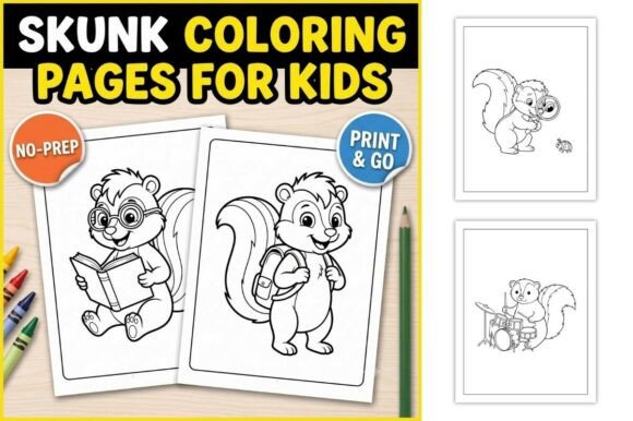 Skunk Coloring Pages for Kids
