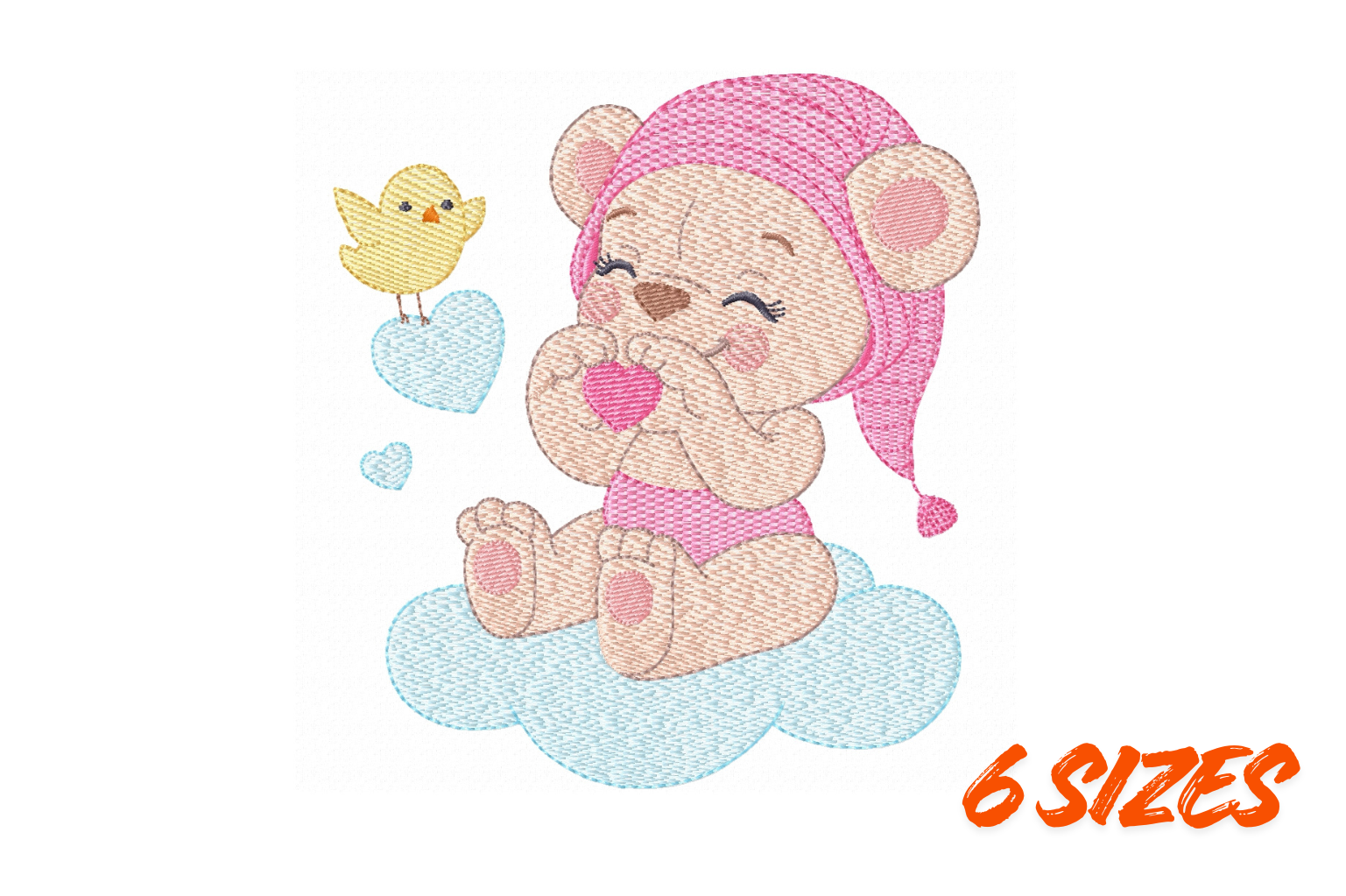 Sleepy Bear Embroidery Design Pattern