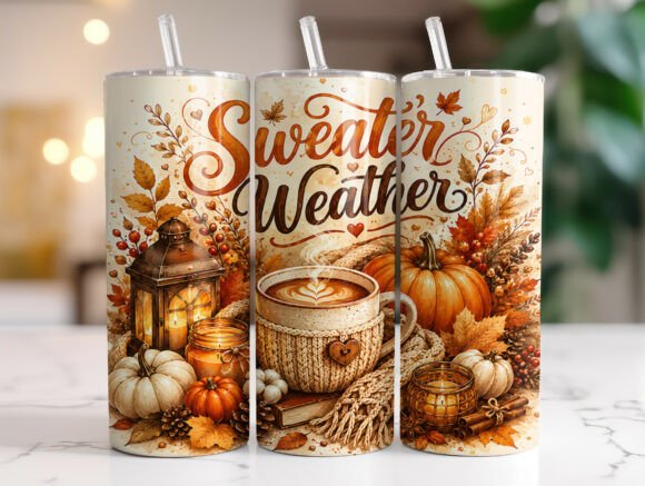 Sweater Weather Fall 20 Oz Tumbler Wrap