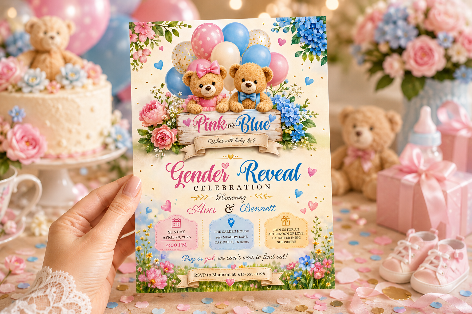 Team Pink or Team Blue Canva Template