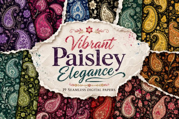 Vibrant Paisley Elegance – Digital Paper