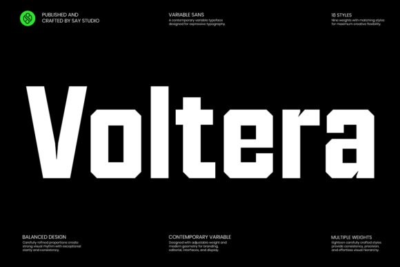 Preview specimen of Voltera sans serif font