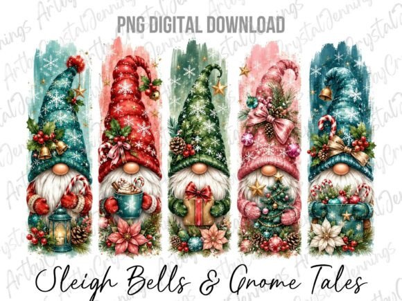Watercolor Christmas Gnomes Clipart PNG