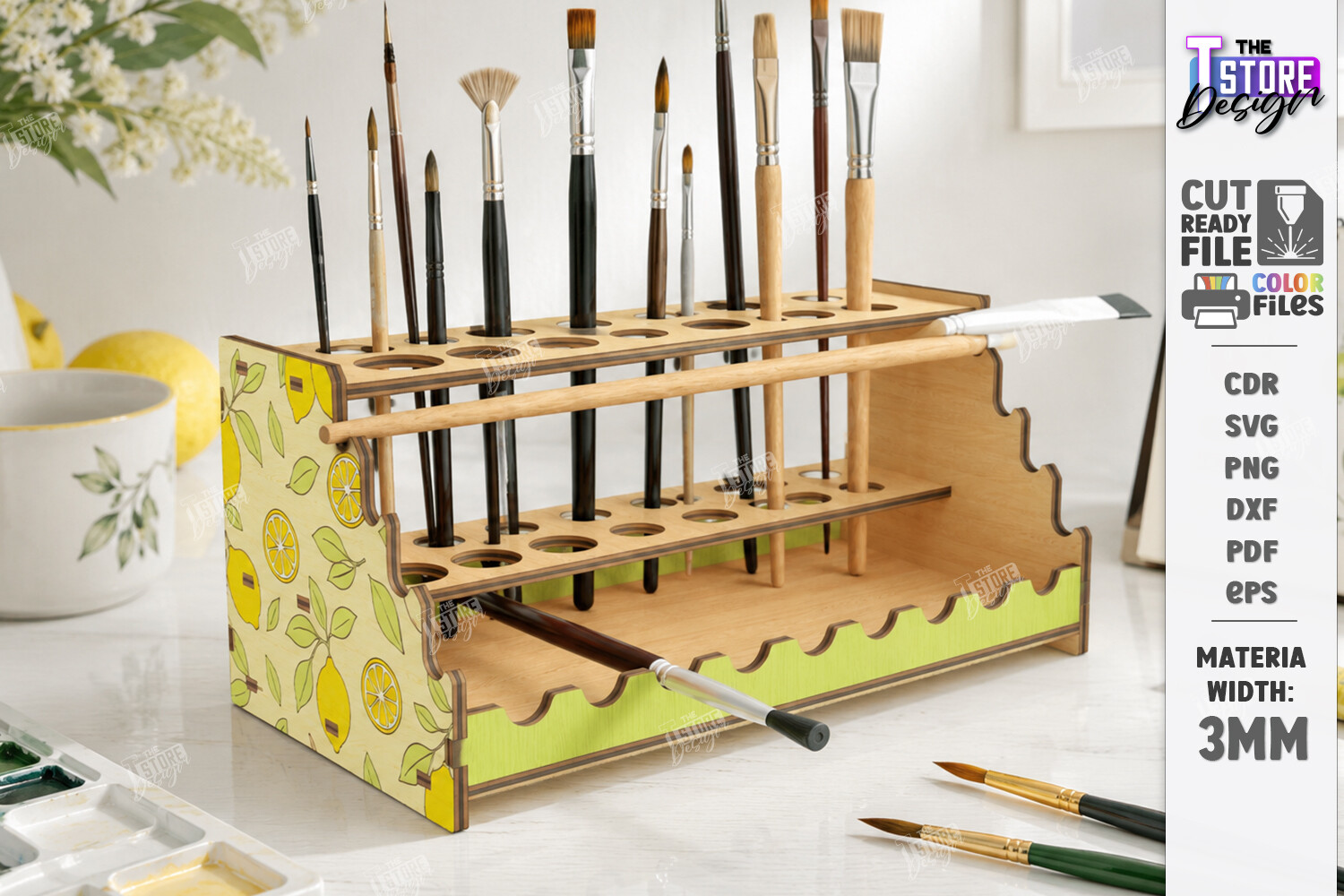 Wooden Paint Brush Holder Laser Cut |CNC · Creative Fabrica