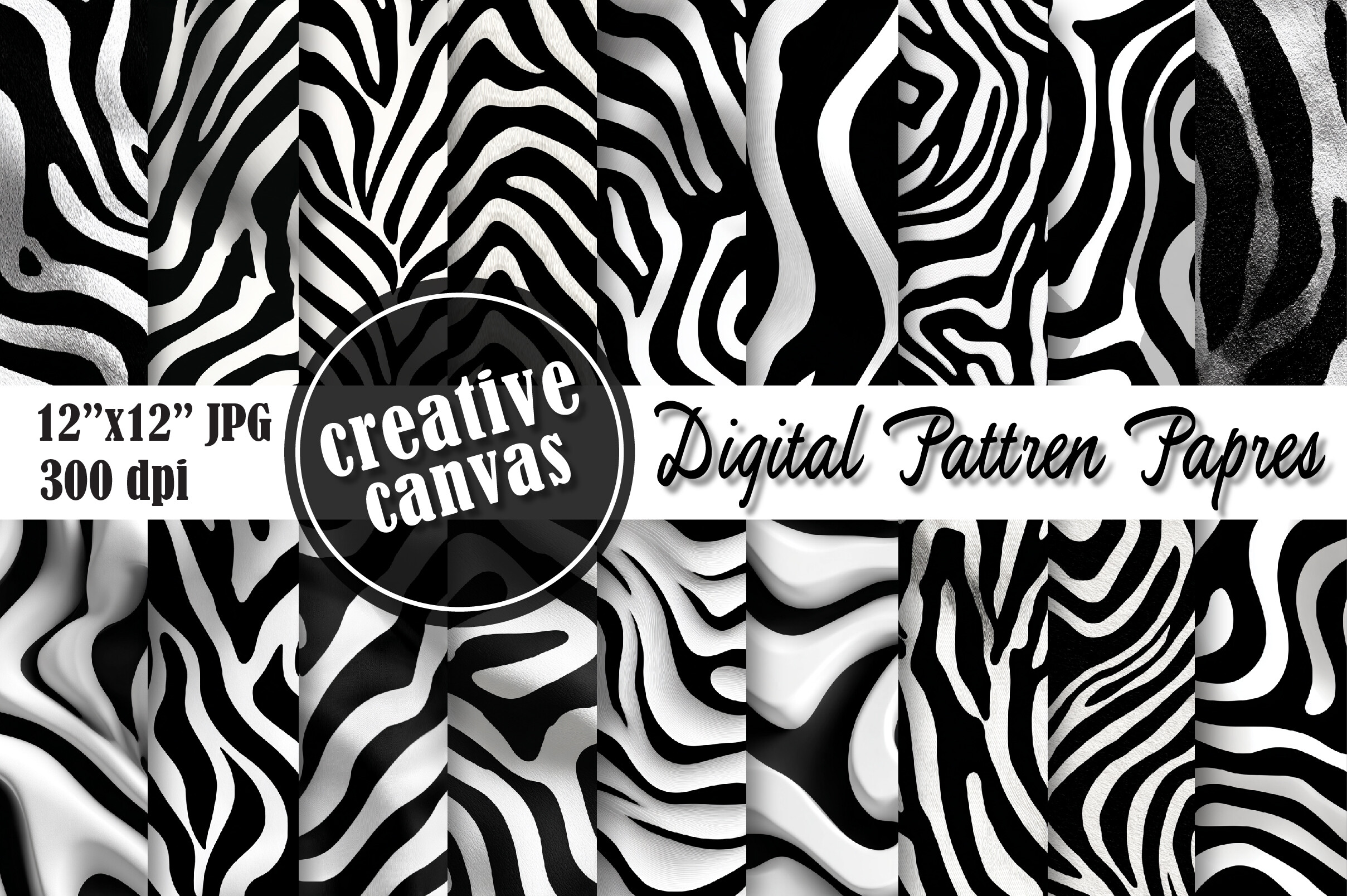 Black White Zebra Seamless Pattern
