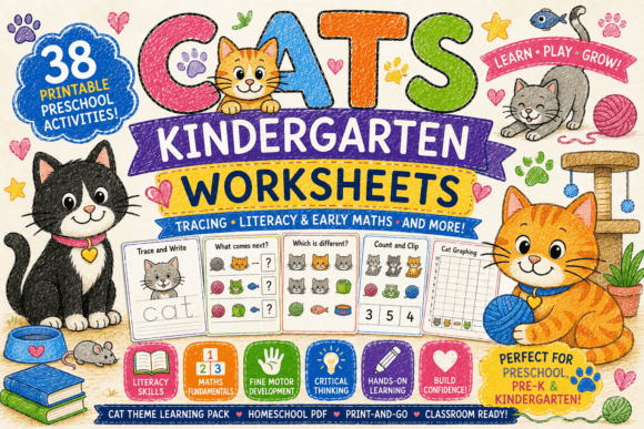 Cats Kindergarten Worksheets