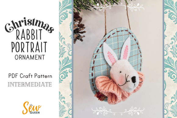 Christmas Rabbit Portrait Ornament