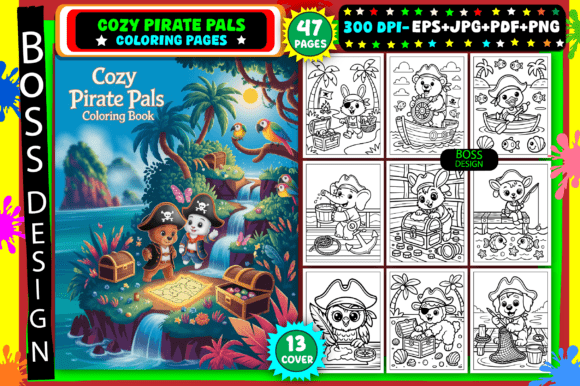 Cozy Pirate Pals Coloring Pages for Kids