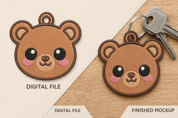 Cute Bear Keychain Embroidery Design