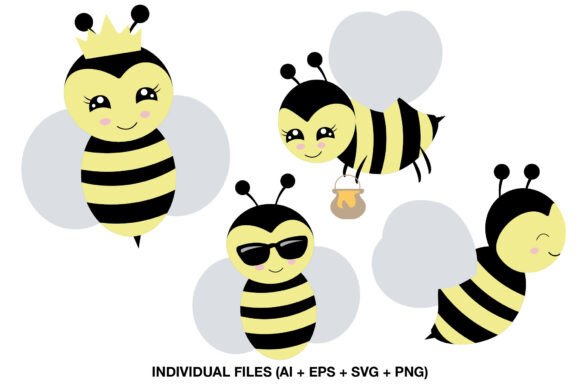 Cute Bee Clipart Set