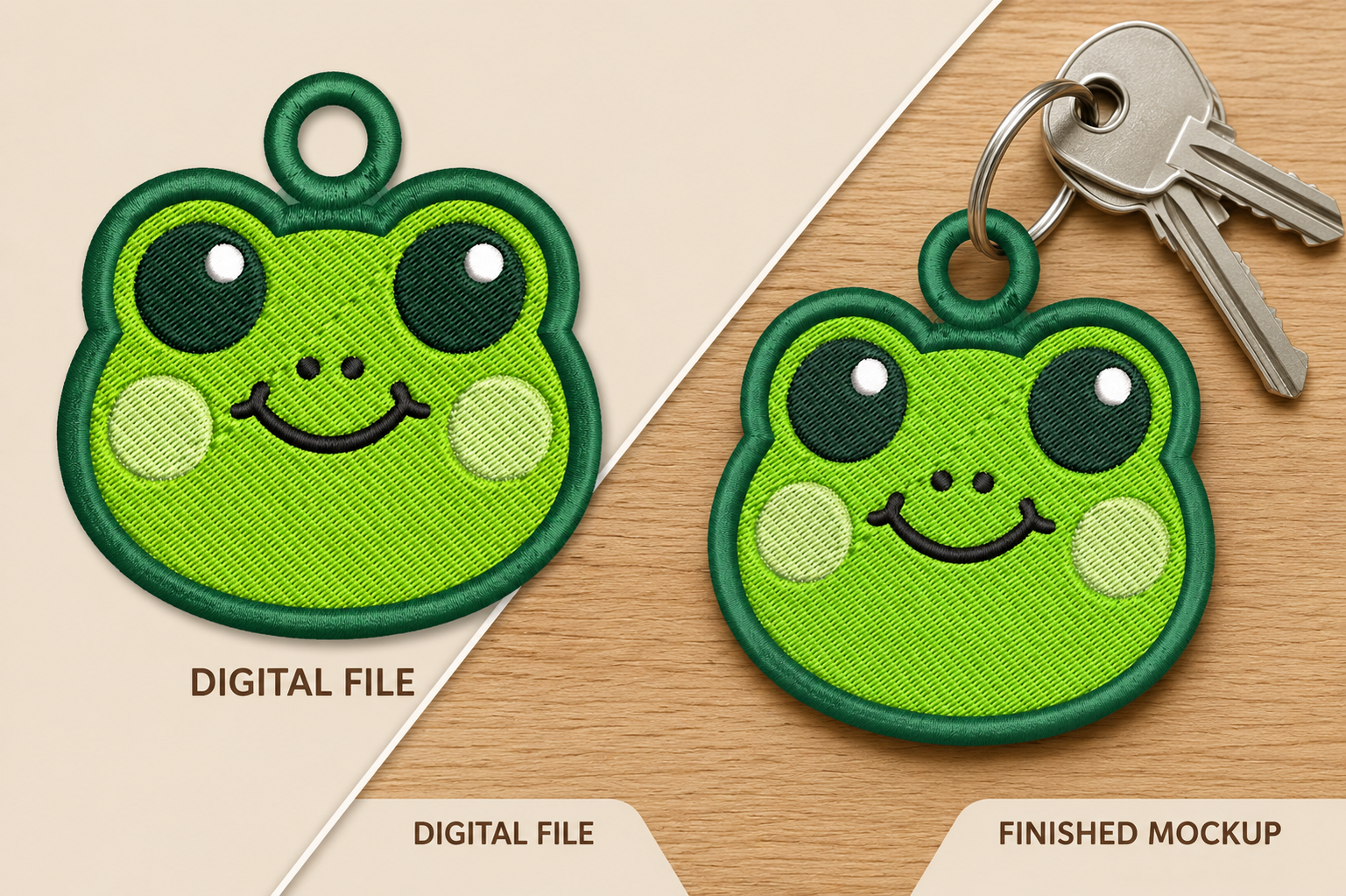Cute Frog Keychain Embroidery Design