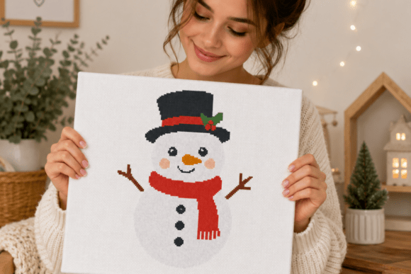 Cute Snowman Cross Stitch Pattern