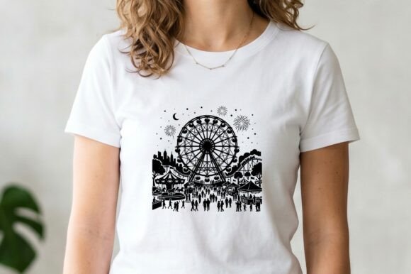 Ferris Wheel Night Carnival Silhouette