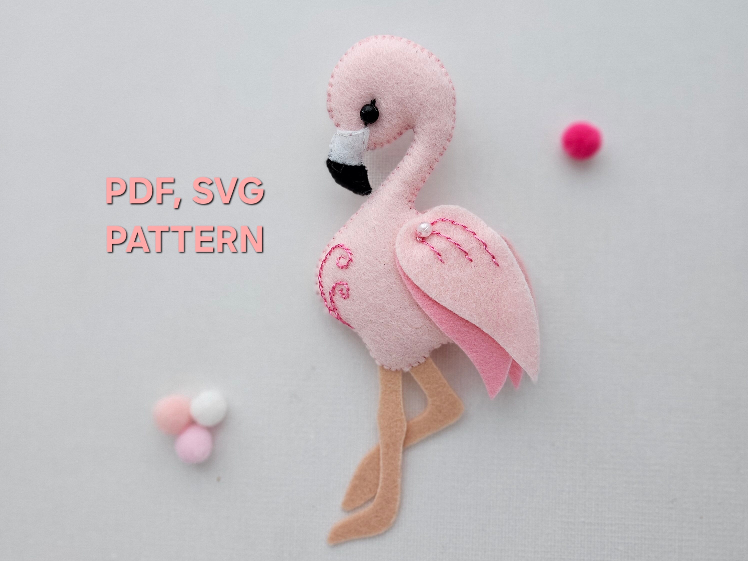 Flamingo Sewing Pattern, Bird Easy Diy