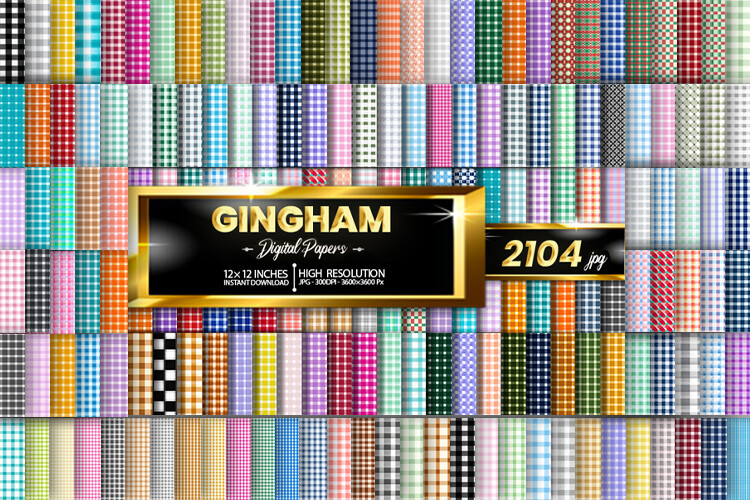 Gingham Digital Paper Bundle Pack JPG