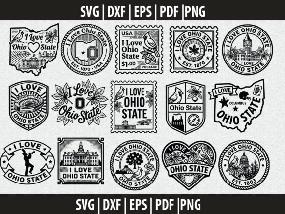 I Love Ohio State SVG Cut File Bundle