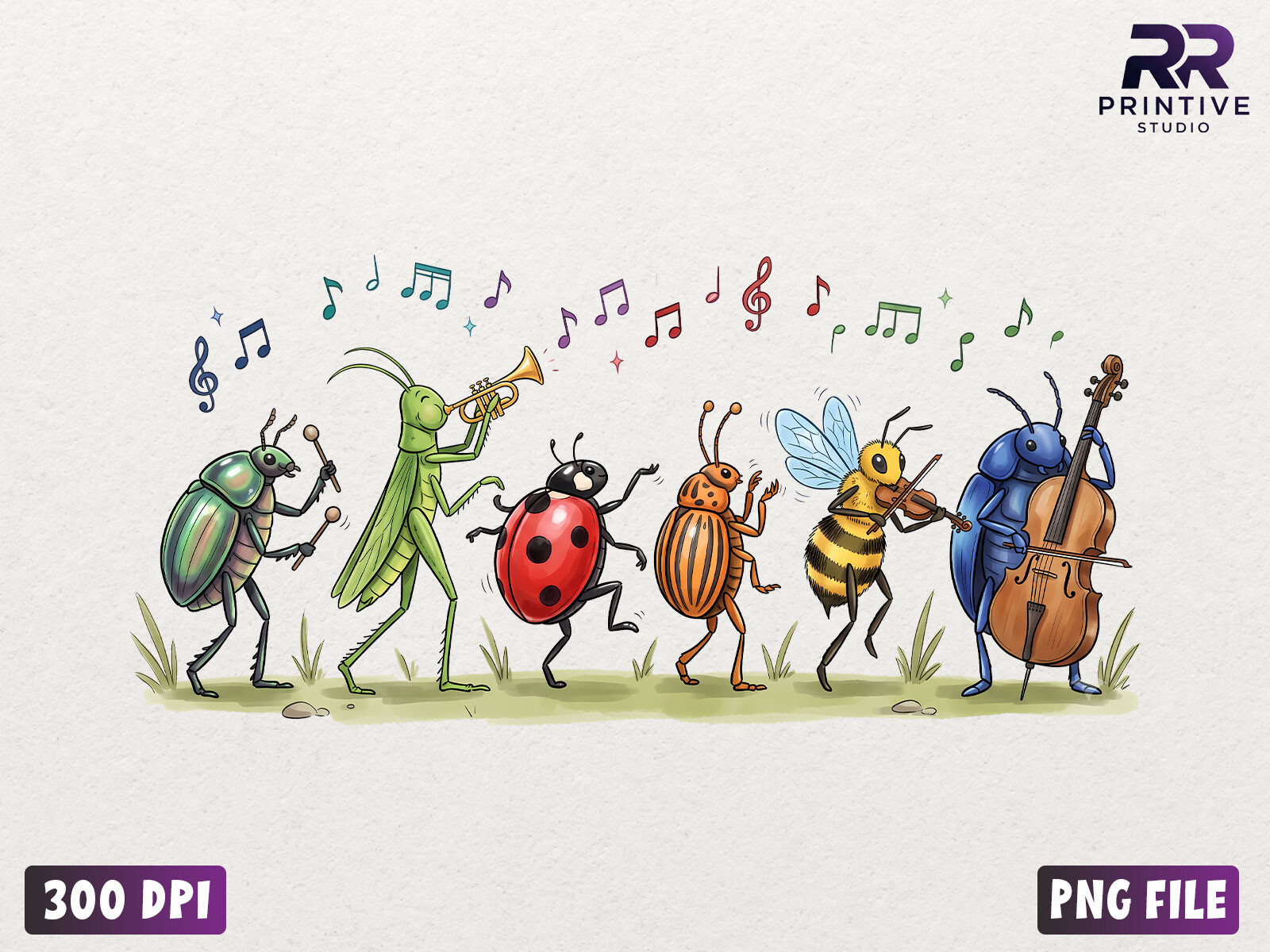 Musical Insekt Musical Bug Insect Orchestra PNG Graphic by RR Printive Studio ...