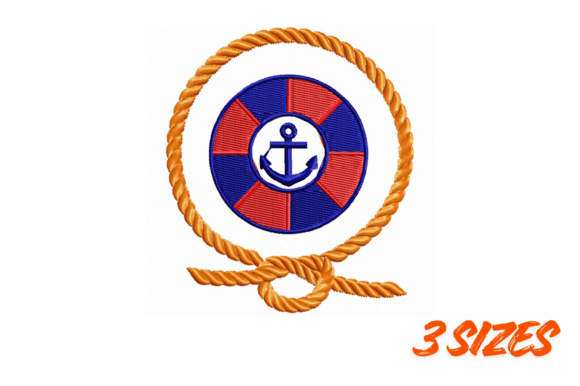 Nautical Lifebuoy Anchor Embroidery Art