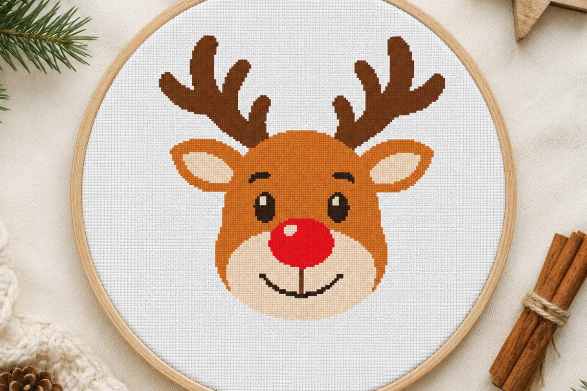 Reindeer Face Cross Stitch Pattern