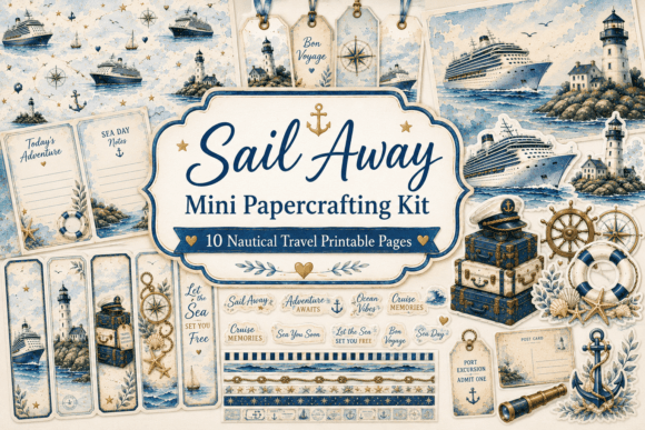 Sail Away Nautical Mini Printables Kit