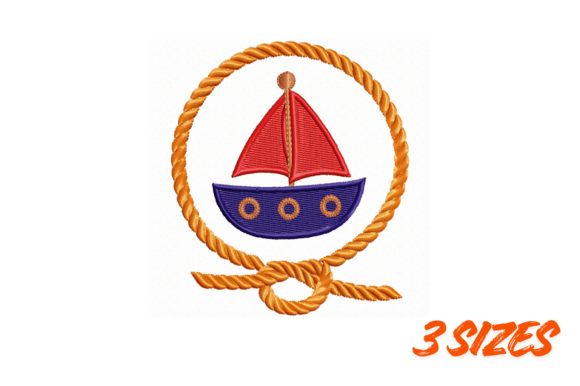 Sailboat Rope Frame Embroidery Design