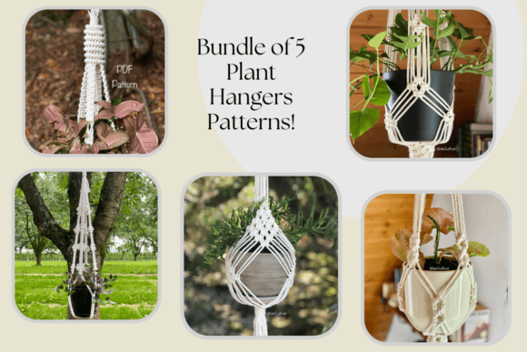 Set of 5 Macrame Plant Hangers Patterns