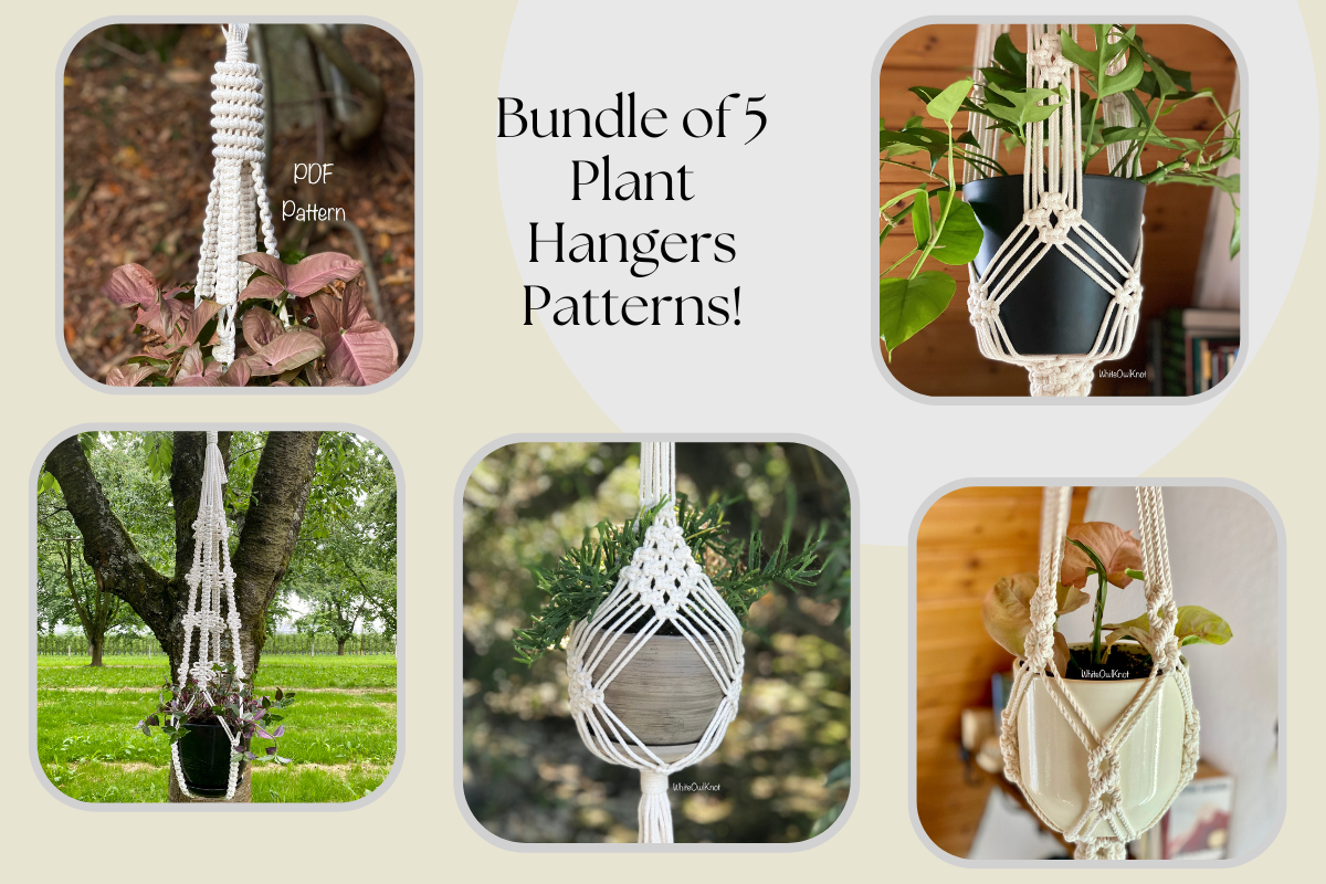 Set of 5 Macrame Plant Hangers Patterns