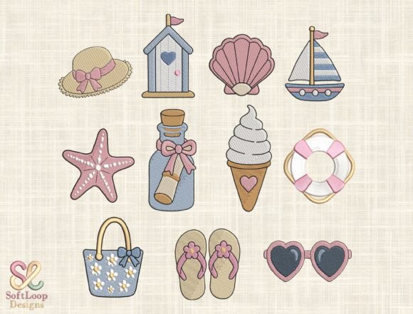 Summer Beach Vacation Embroidery Bundle