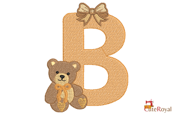 Teddy Bear Monogram Letter B – 6 Sizes