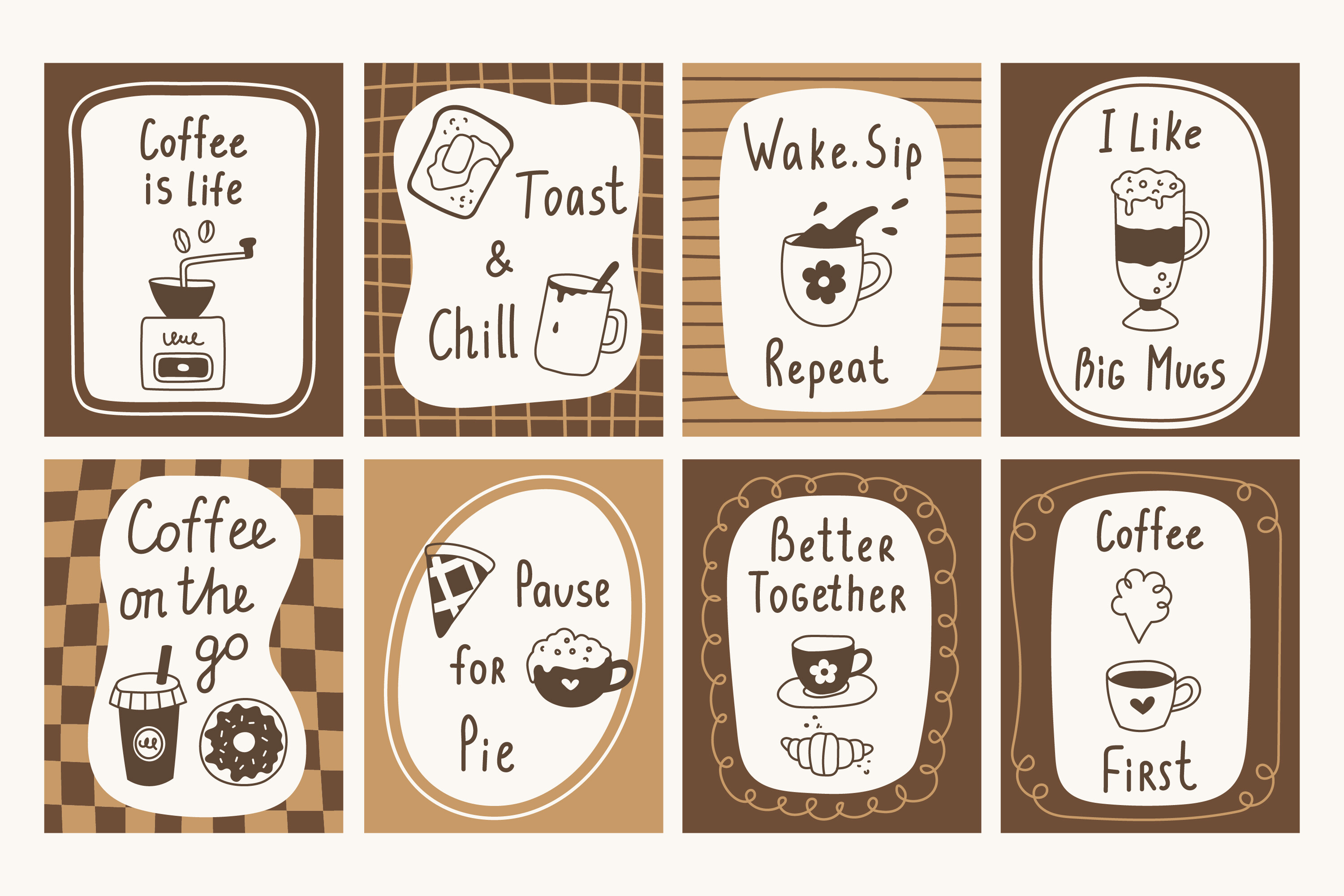 Vintage Coffee Quotes Posters Set