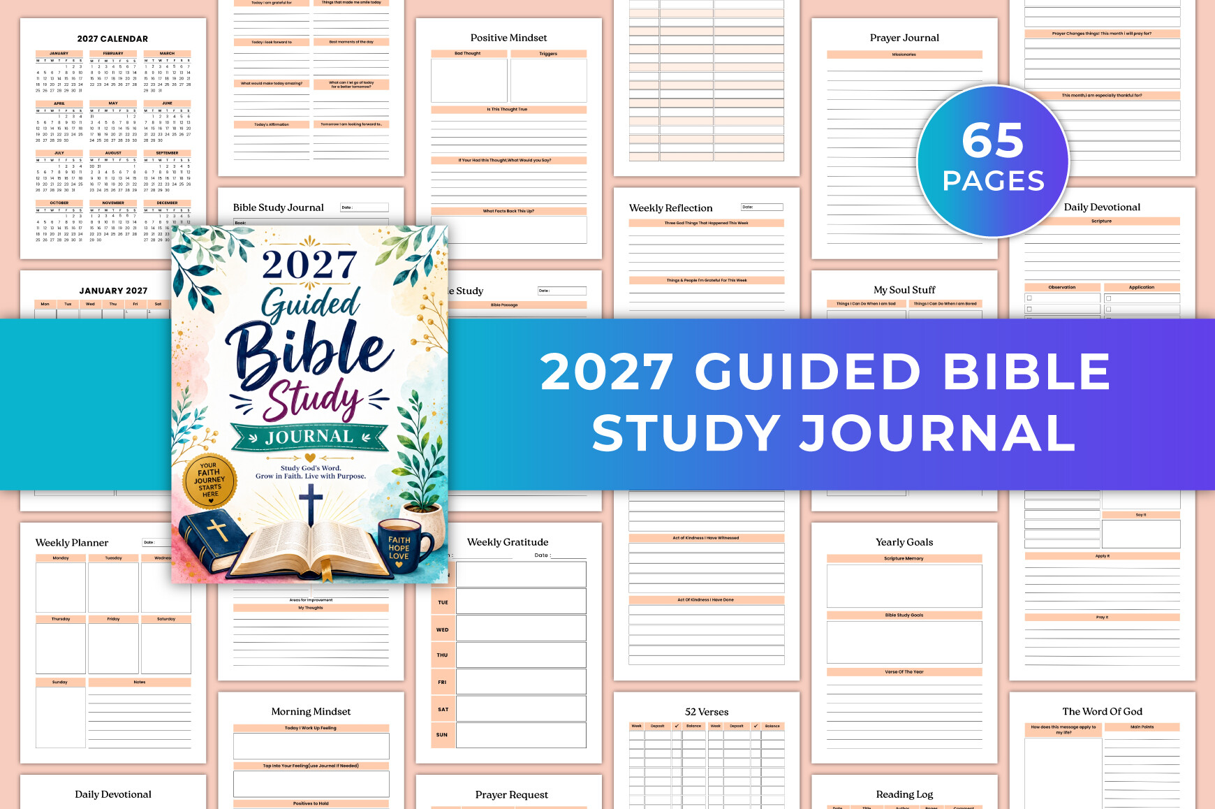 2027 Guided Bible Study Journal KDP