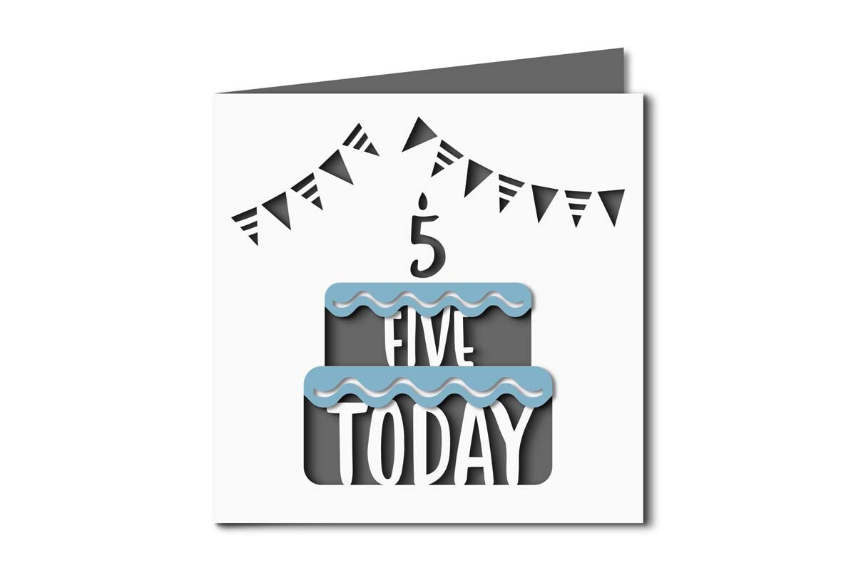 5 Today Birthday Cake Cutout Square Card