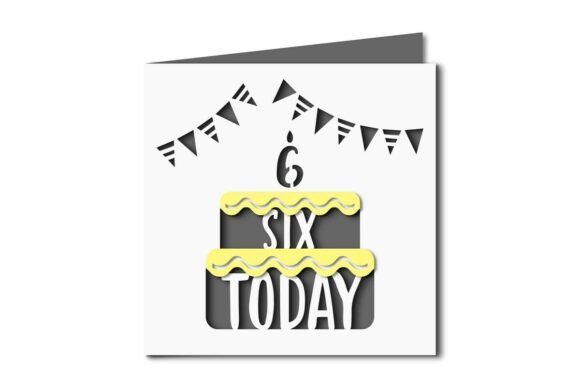 6 Today Birthday Cake Cutout Square Card