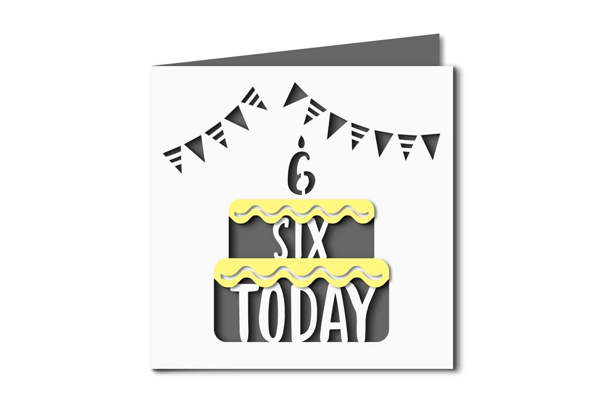 6 Today Birthday Cake Cutout Square Card