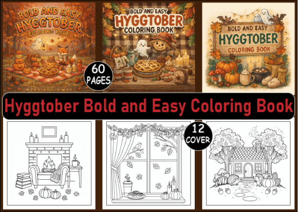 60 Hyggtober Bold and Easy Coloring Book